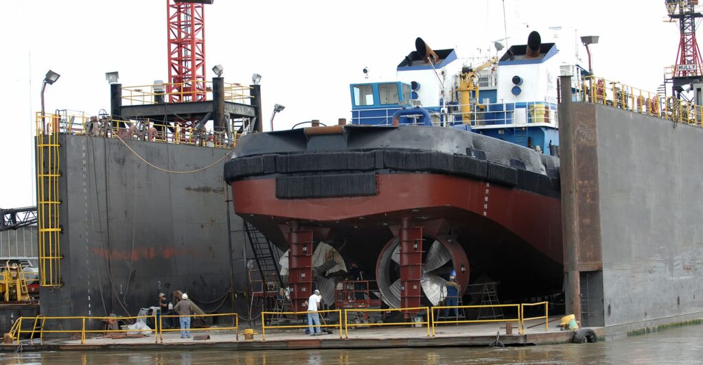 Towboat Dolphin I wikimedia dry dock web